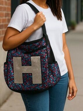 Justice Multicolor Sequin Bag with Silver “H” initial